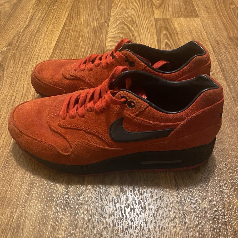 Nike Air Max 1 Shoes Mens 8 Red Suede Premium Pimento 512033-610